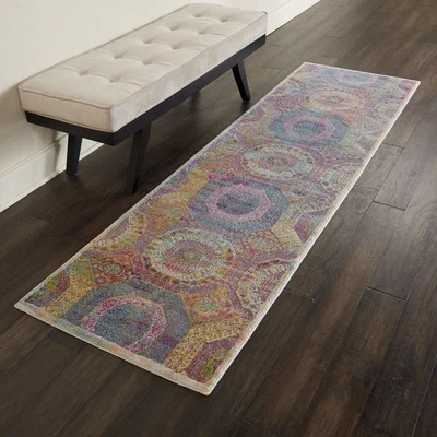 Dunelm Ankara Global 5 Runner Pink and Blue
