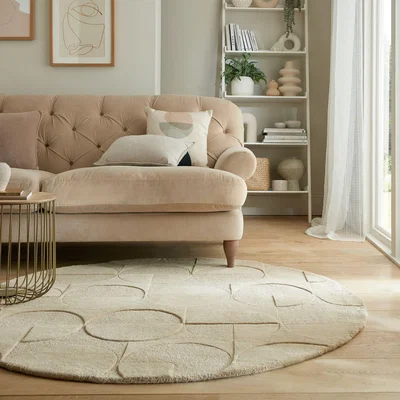Dunelm Gigi Geometric Wool Rug Cream