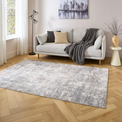 Dunelm Abstract Natural and Grey Rug