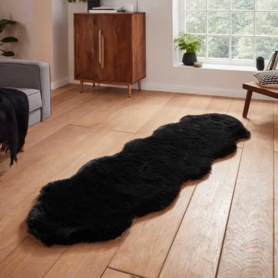 Dunelm Super Teddy Sheepskin Rug Black