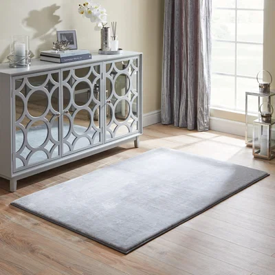 Dunelm Sophie Velvet Microplush Rug Sophie Silver