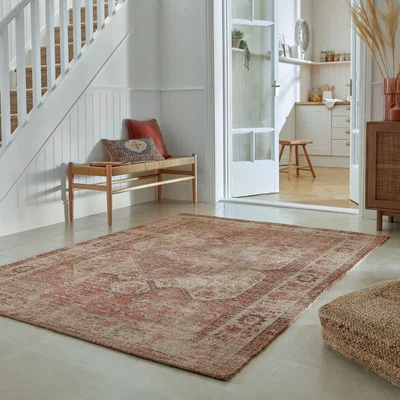 Dunelm Dua Jute Traditional Rug Red