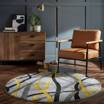 Dunelm Mirage Reeds Abstract Wave Round Rug