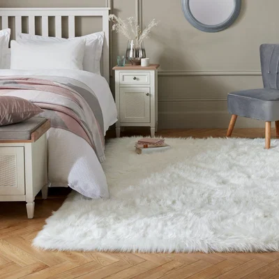 Dunelm Faux Sheepskin Rug Cream