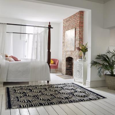 Dunelm Marley Wool Rug Grey and Black