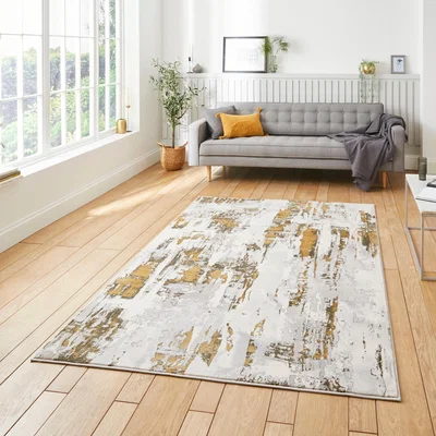 Dunelm Apollo Marble Effect Rug Gold