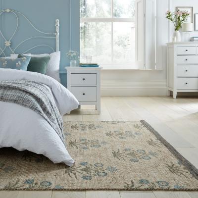Dunelm Gianna Jute Floral Rug Blue