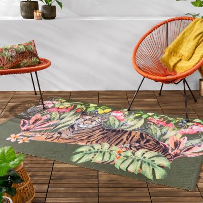 Dunelm Tropical Tiger Washable Indoor Outdoor Rug MultiColoured