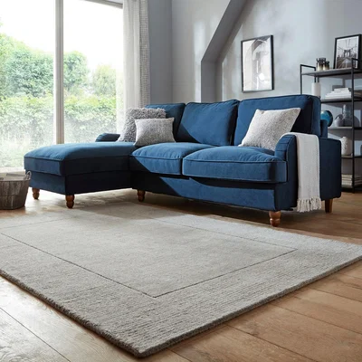 Dunelm Boston Wool Border Rug Boston Wool Grey Marl