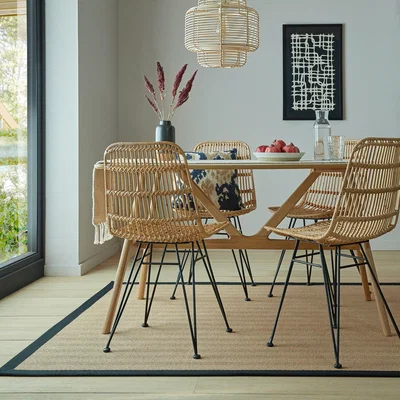 Dunelm Herringbone Jute Border Rug Herringbone Border Black