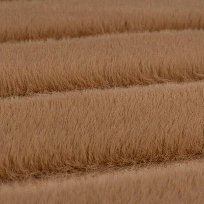 Dunelm Supersoft Lush Geometric Fux Fur Arch Rug Camel