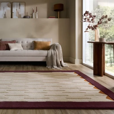Dunelm Mara Chevron Border Wool Rug