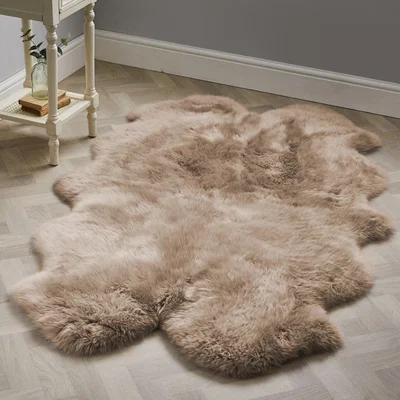 Dunelm Quad Sheepskin Rug Mink