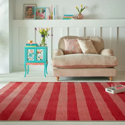 Dunelm PractiRug Maggie Striped Washable Rug Maggie Striped Red