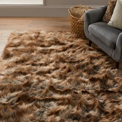 Dunelm Siberia Faux Sheepskin Rug Siberia Brown