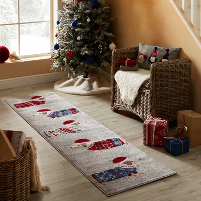 Dunelm Bertie Sausage Dog Runner Grey/Red/Blue