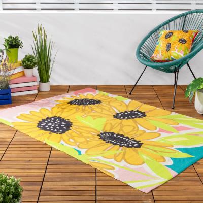 Dunelm Sunflower Washable Indoor Outdoor Rug MultiColoured