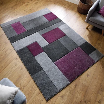 Dunelm Cosmos Hand Carved Rug Purple and Grey