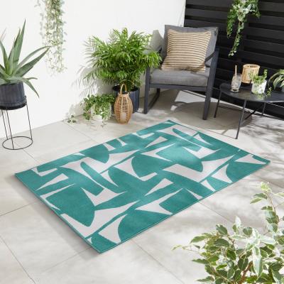 Dunelm Elements Teal Geo Indoor Outdoor Rug Green/White