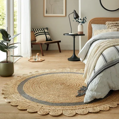 Dunelm Grace Jute Scallop Round Rug Grace Jute Grey