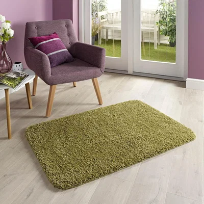 Dunelm Marvel Shaggy Washable Rug Olive (Green)