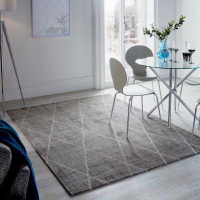 Dunelm 5A Fifth Avenue Sheer Diamond Geometric Rug Grey