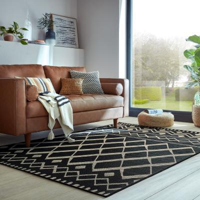 Dunelm Souk Indoor Outdoor Rug Souk Black and Beige
