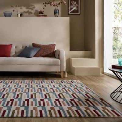 Dunelm Shuffle Geometric Check Rug