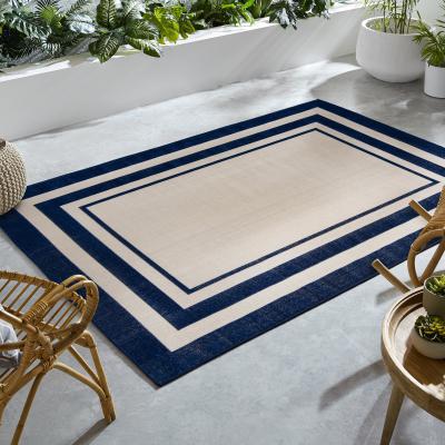 Dunelm Ives Border Indoor Outdoor Rug Navy (Blue)