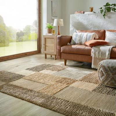 Dunelm Jute Braided Patchwork Rug Natural