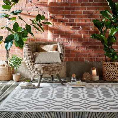 Dunelm Mondo Geometric Indoor Outdoor Rug Mondo Natural