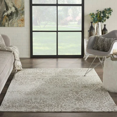 Dunelm Damask 6 Rug Natural