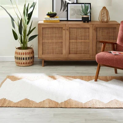 Dunelm Dahari Jute and Cotton Rug Dahari White