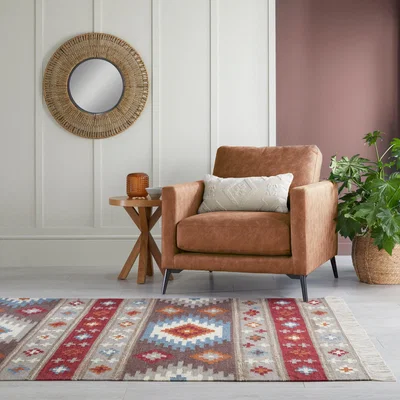 Dunelm Akila Wool Kilim Rug MultiColoured