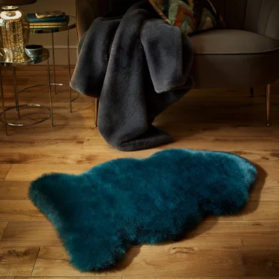 Dunelm Luxury Faux Fur Pelt Rug Luxury Faux Fur Pelt Peacock