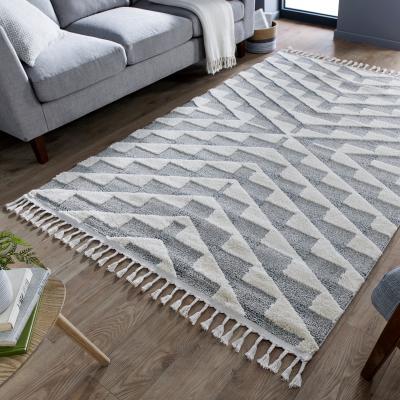 Dunelm Hampton Geometric Rug Grey and Beige