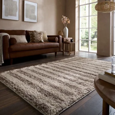 Dunelm Arven Striped Shaggy Rug