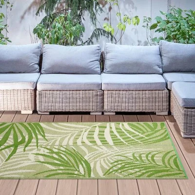 Dunelm Fallen Fruits Tropical Leaf Outdoor Rug