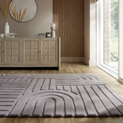 Dunelm Supersoft Lush Geometric Faux Fur Arch Rug