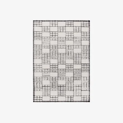 Danetti Mosaic Large Sculpted Wool Rug Cream and Black