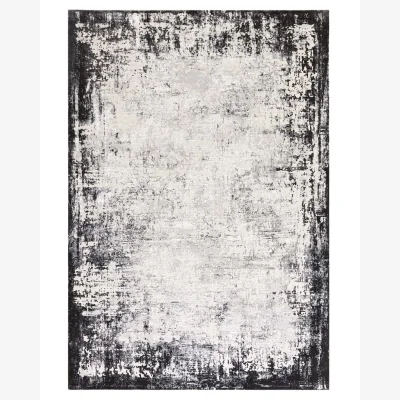 Danetti Distressed Border Medium Easy Living Textured Rug Dark Grey