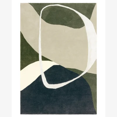 Danetti Neo olive and navy textured small wool rug