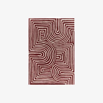 Danetti Abstract Swirl deep red wool small rug