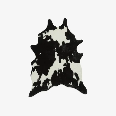 Furniture Village Faux Fur Cow Rug - 180cm-x-240cm - Black