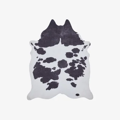 Furniture Village Faux Cow Print Rug - 155cm-x-195cm - Black
