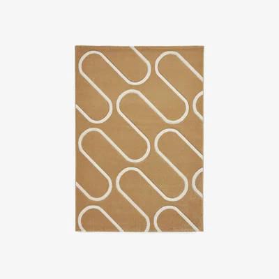 Furniture Village Catherine Lansfield Linear Curve Rug - 120cm-x-170cm - Ochre