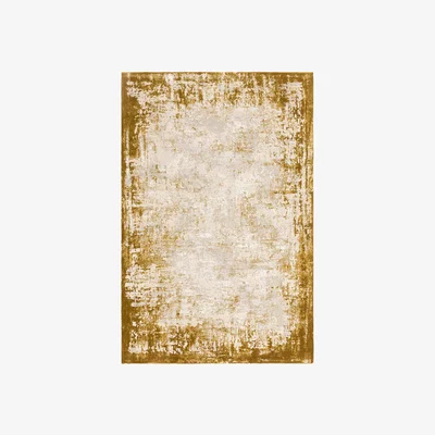 Furniture Village Kuza Border Rug - 160cm-x-230cm - Gold