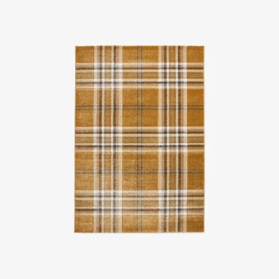 Furniture Village Catherine Lansfield - Kelso Check Rug - 120cm-x-170cm - Ochre