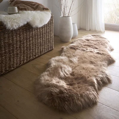 Furniture123 Brown Double Genuine Sheepskin Rug - 175 x 70 cm - Origins