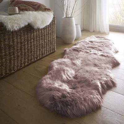 Furniture123 Pink Double Genuine Sheepskin Rug - 175 x 70 cm - Origins